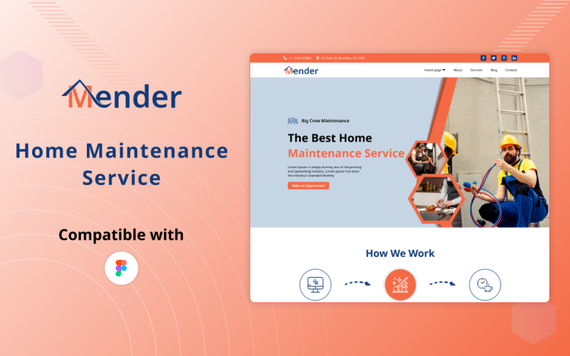 Mender - Home Maintenance Service Landing Page UI Kit UI Element