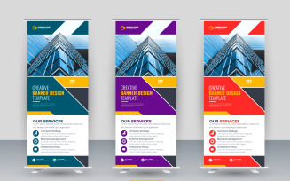 Modern corporate stand roll up banner and pull up banner template design concept