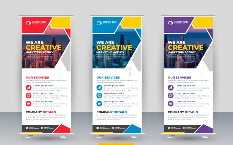 Professional modern corporate stand roll up banner and pull up banner Vector template Illustration