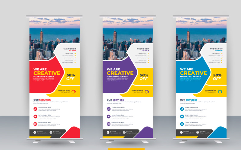 Professional modern corporate stand roll up banner and pull up banner Illustration