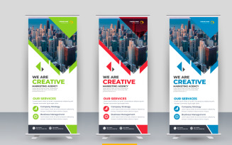 Vector professional modern corporate stand roll up banner and pull up banner template concept