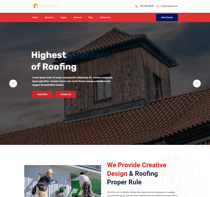 Usa Roofing  Repair Wordpress Elementor themes