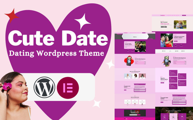 Cute-Date Dating Portfolio and Landing Page WordPress theme WordPress Theme