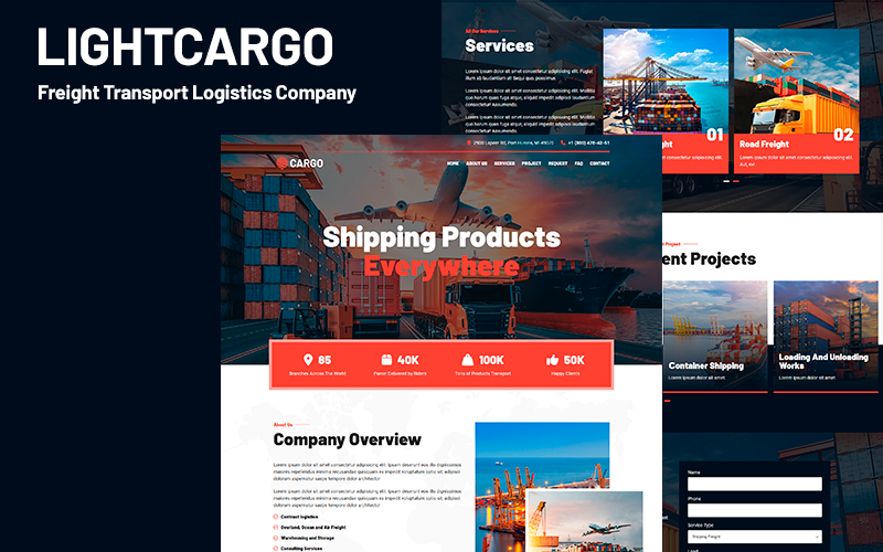 LIGHTCARGO - Freight Transport Logistics Company HTML5 Template Landing Page Template