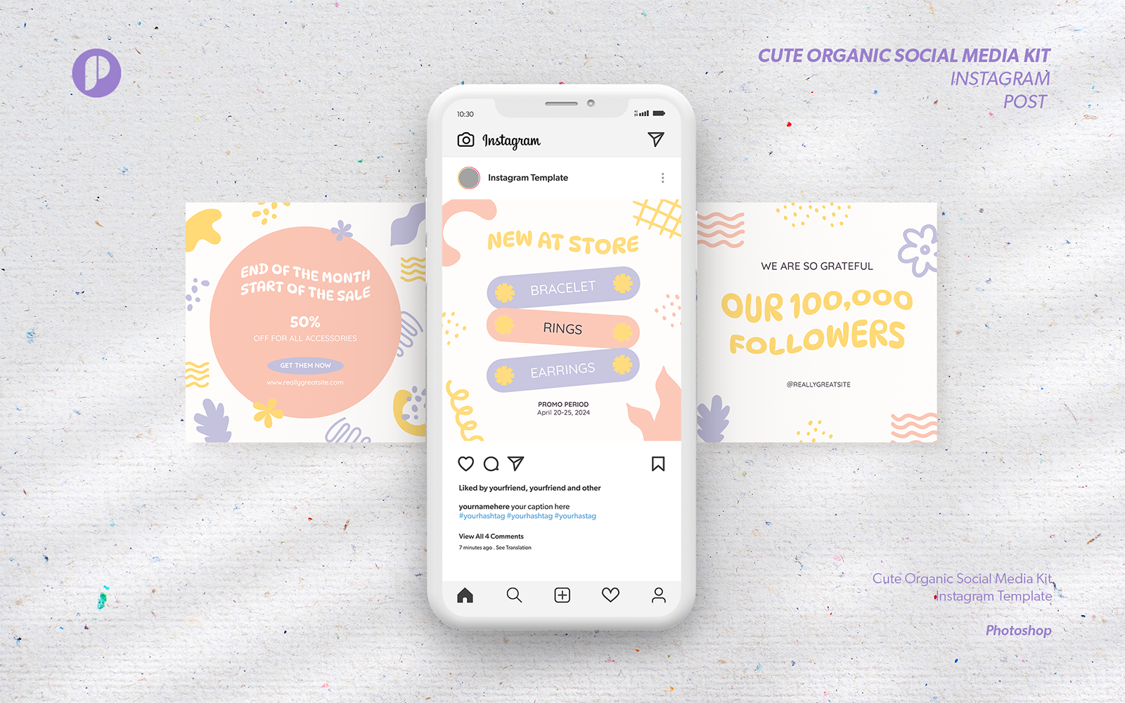 Pastel Cute Organic Social Media Kit Instagram Post