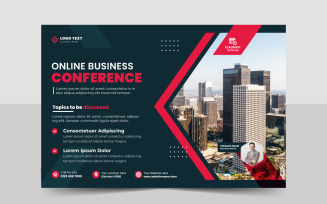Business conference flyer template or online webinar event conference social media banner layout.