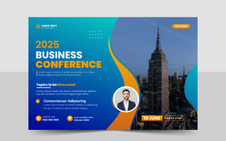 Business technology conference flyer template and horizontal invitation flyer template