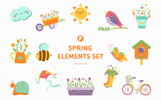 Cheerful Spring Elements Set