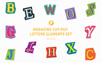 Colorful Magazine Cut-out Letters Elements Set