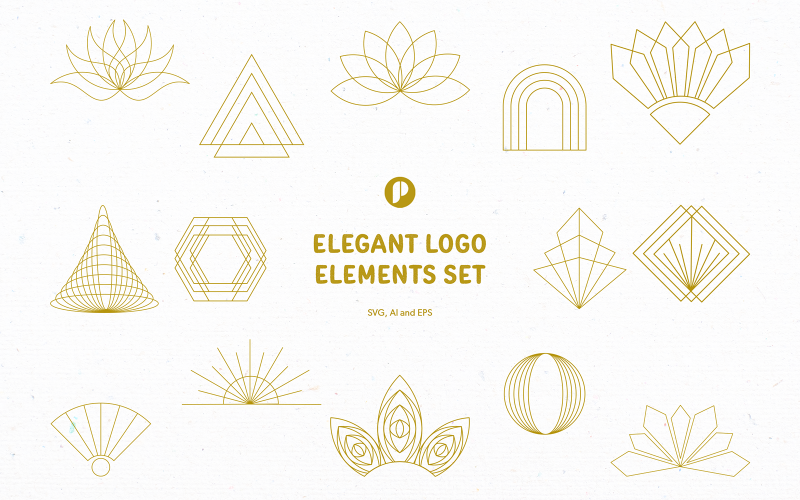 Gold Elegant Logo Elements Set Illustration