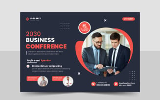 Modern technology business conference flyer template and business webinar social media banner design