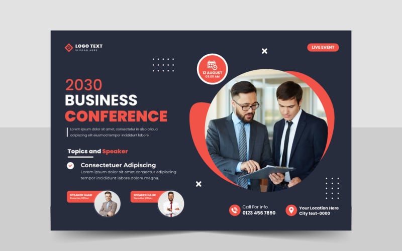 Modern technology business conference flyer template and business webinar social media banner design Corporate Identity