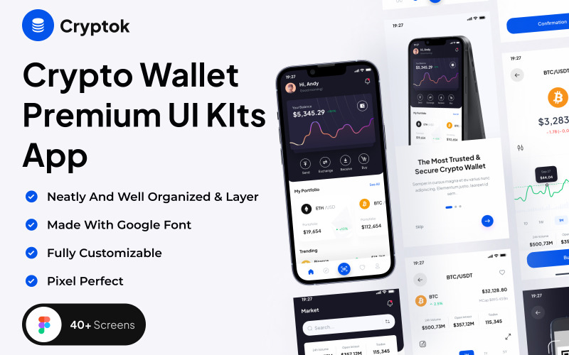 Cryptok - Crypto Wallet Premium UI Kits App UI Element