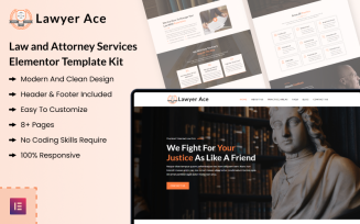 Lawyer Ace - Law and Attorney Services Elementor Template Kit
