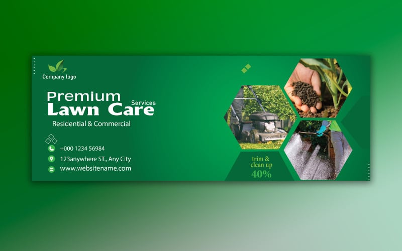 Premium Lawn Care Facebook Cover Banner Design Social Media