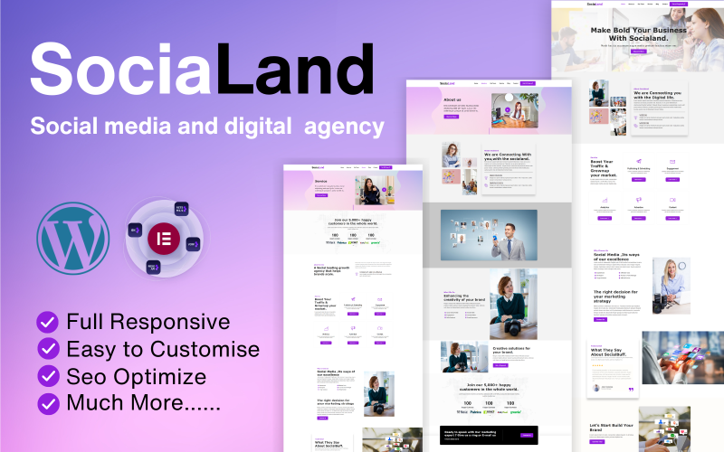 Socialand Digital Marketing Agency Portfolio Wordpress Theme WordPress Theme