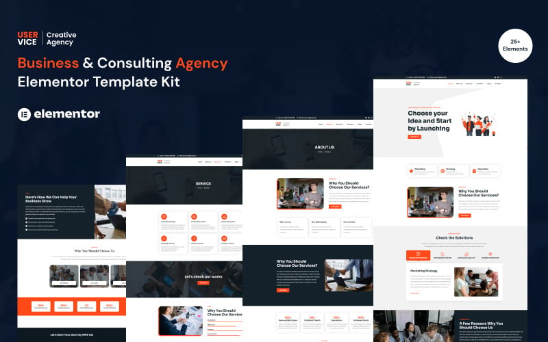 UserVice Business & Consulting Agency Elementor Template Kit Elementor Kit