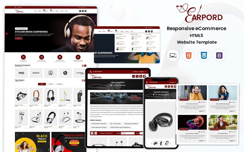 AirPord Web - The HTML Template for Ear and Sound Device Online Stores Website Template