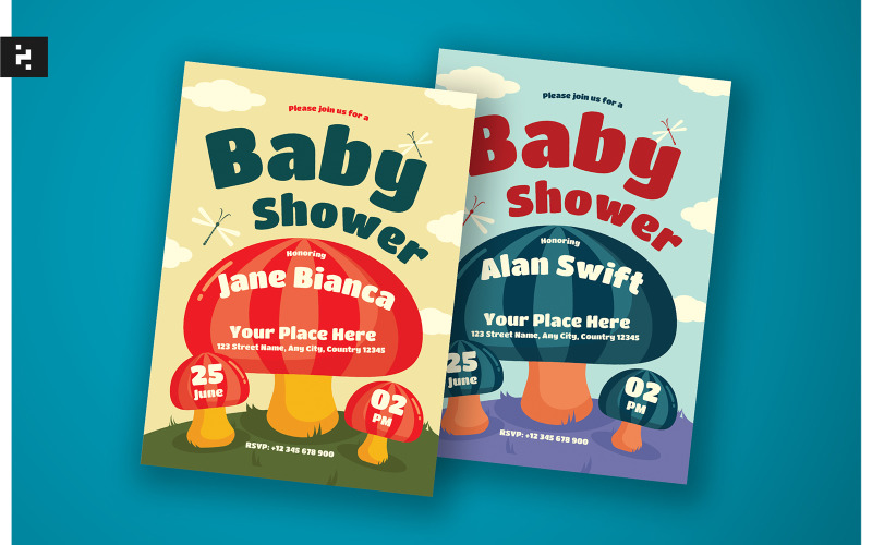 Baby Shower Invitation Mushroom Theme Corporate Identity