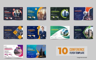 Business conference flyer template bundle or technology conference social media banner set