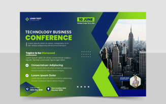 Business conference flyer template or technology conference social media banner design