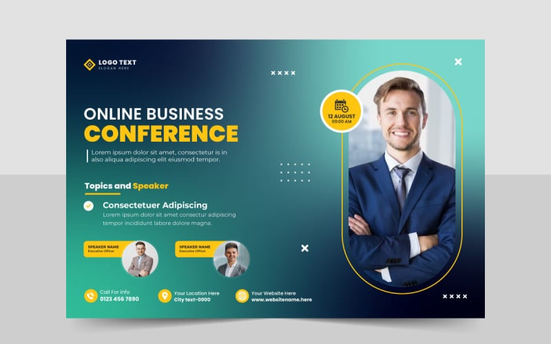 Creative business conference flyer template or business webinar event social media banner design Corporate Identity