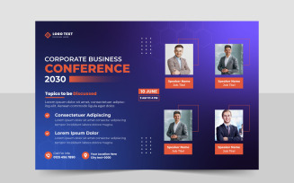 Creative business conference flyer template or business webinar event social media banner layout