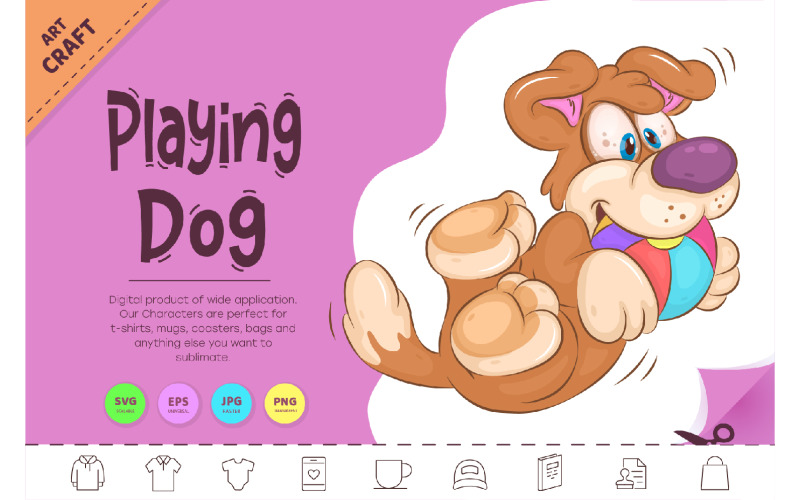 Playing Cartoon Dog. Clipart. Vector Graphic