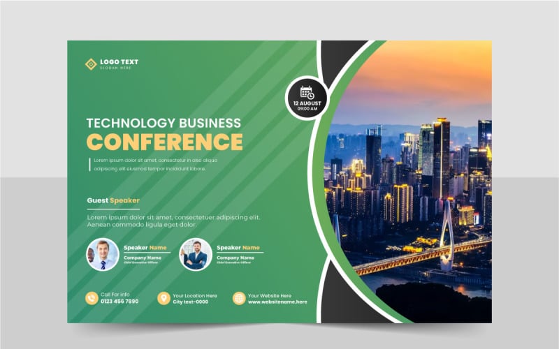 Technology business conference flyer template or online webinar flyer design Corporate Identity