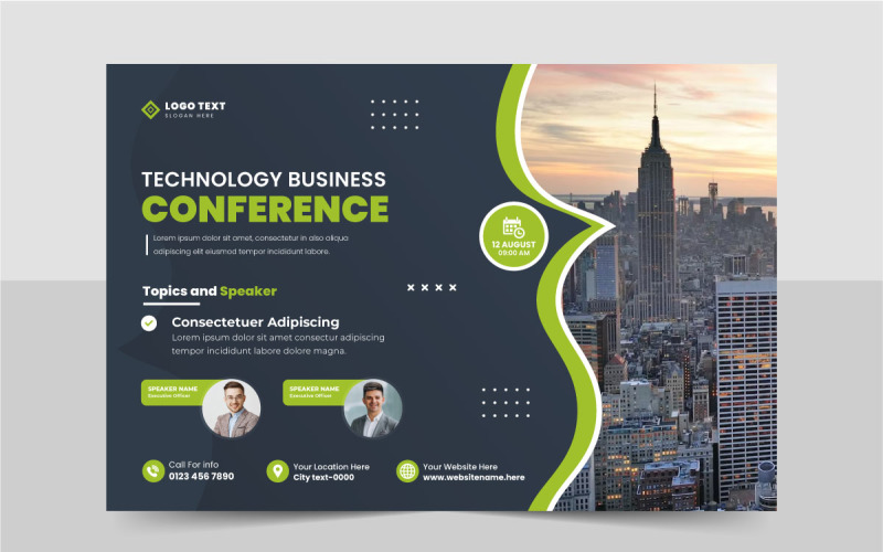 Technology business conference flyer template or online webinar flyer layout Corporate Identity