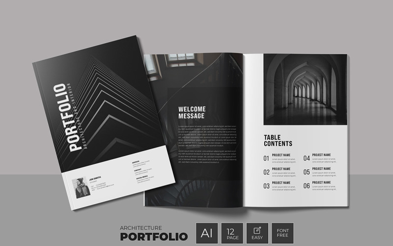 Architecture Portfolio and Portfolio Template Magazine Template