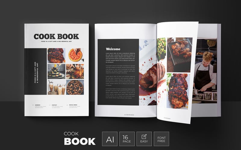 Cookbook / Recipe Book Design Magazine Template