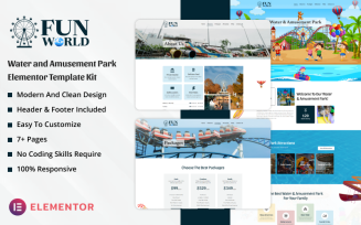 Fun World - Water and Amusement Park Elementor Template Kit