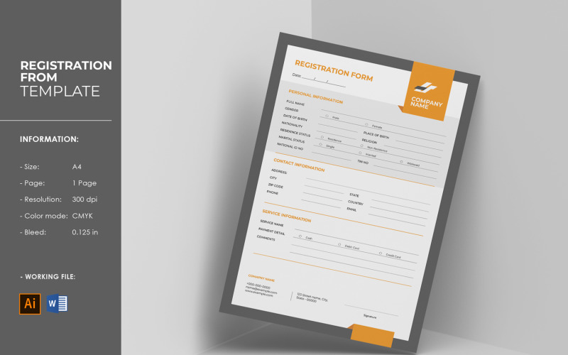 Printable Registration Form Template Corporate Identity