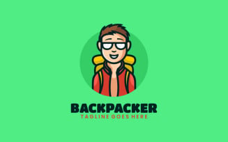 Backpacker Mascot Cartoon Logo