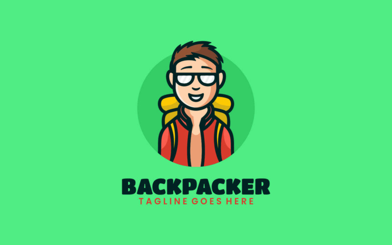 Backpacker Mascot Cartoon Logo Logo Template