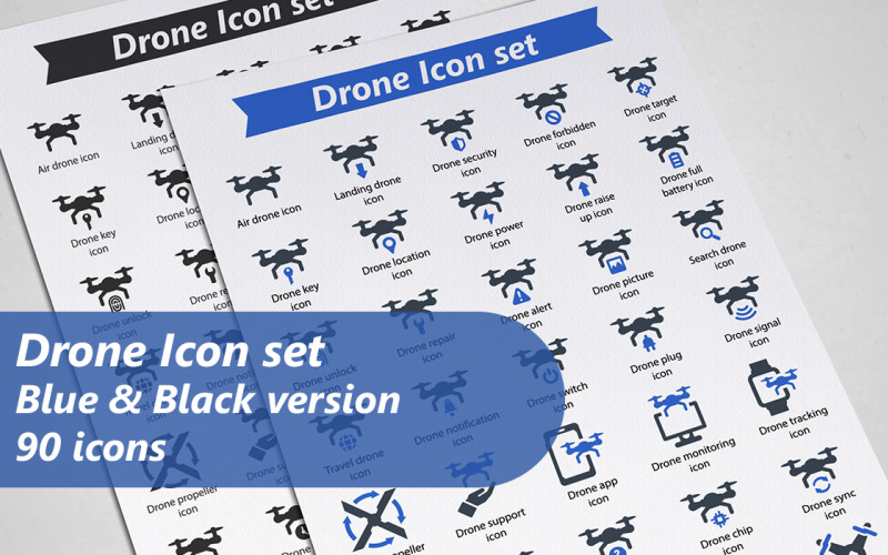 Drone Glyph Icon Set Template