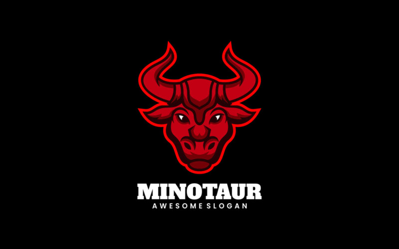 Minotaur Simple Mascot Logo Logo Template