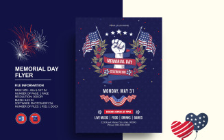 Us Memorial Day Party Invitation Flyer Template