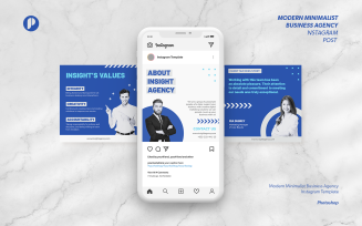 Blue & White Modern Minimalist Business Agency Instagram Post