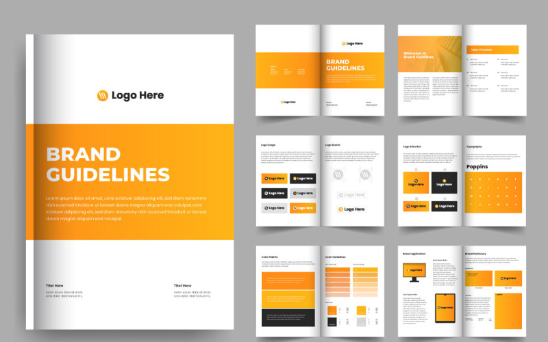 Brand guideline template and brand manual brochure layout design Corporate Identity