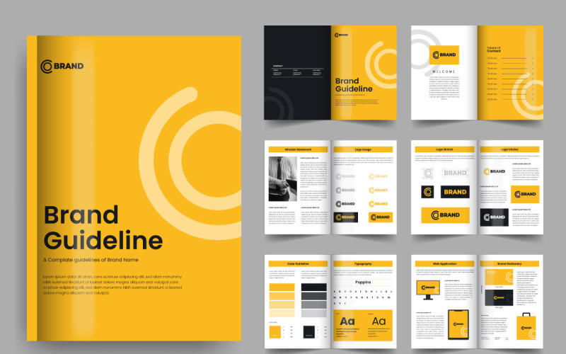 Brand guideline template and brand manual brochure template design Corporate Identity