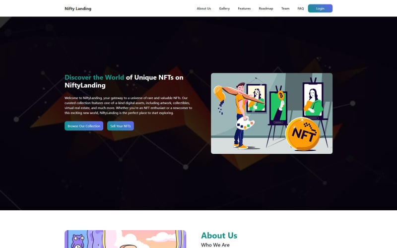 Nifty Landing - NFT Landing page template Landing Page Template