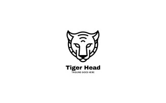 Tiger Head Line Art Logo Style