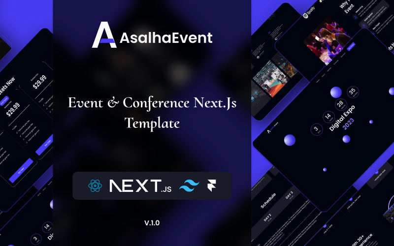 AsalhaEvent - Conference & Event React Next js Template Website Template