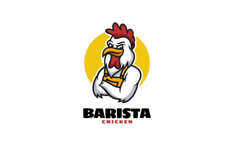 Barista Chicken Mascot Cartoon Logo Logo Template