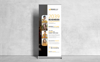 Conference Roll Up Banner, Signage, Standee, and X-Banner Template for advertising, and marketing