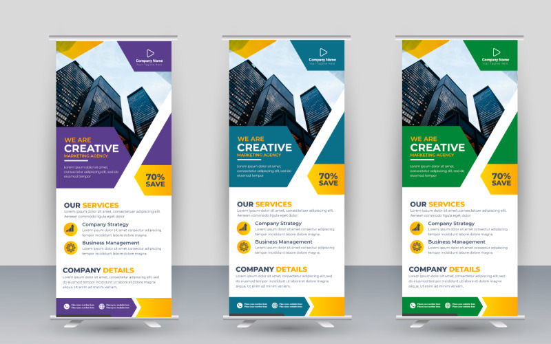 Corporate x banner pull up roll up banner standee template creative shapes and idea Illustration