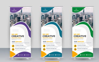 Corporate x banner pull up roll up banner standee template with creative shapes and idea