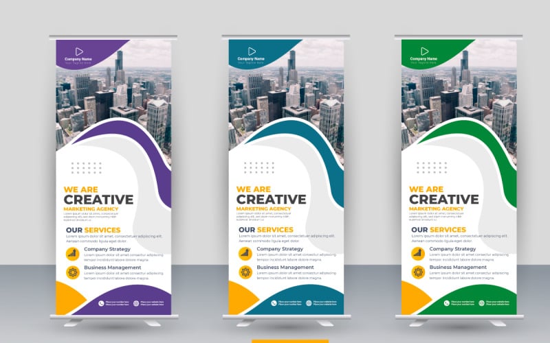 Corporate x banner pull up roll up banner standee template with creative shapes and idea Illustration